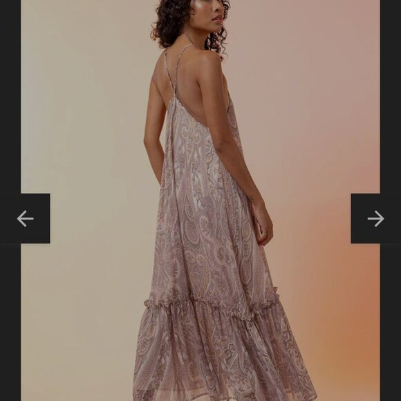 Line and Dot Bohemian Style Maxi Paisley Print Dress Size M - Picture 6 of 9